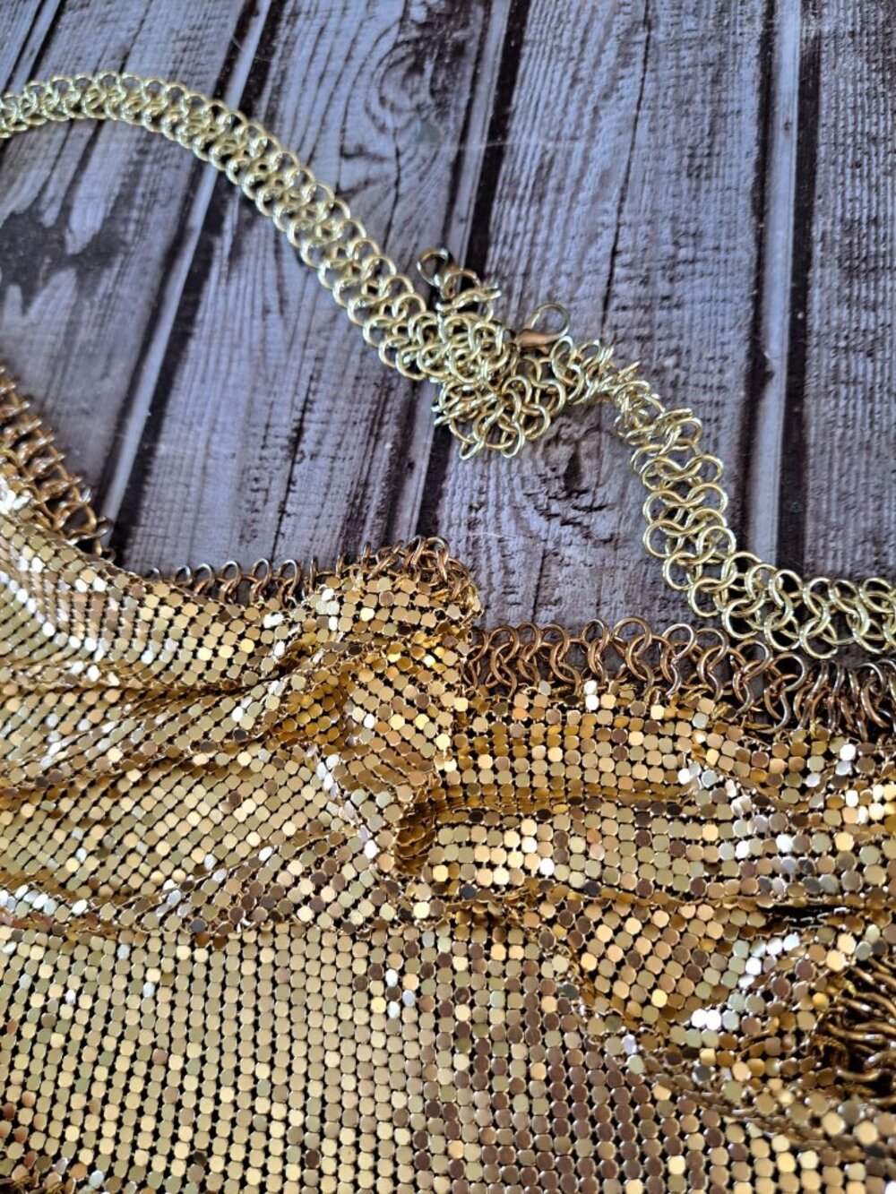 Hazel & Olive Gold Metal Mesh Halter Top Chain Party Gypsy Coachella S - Picture 5 of 9